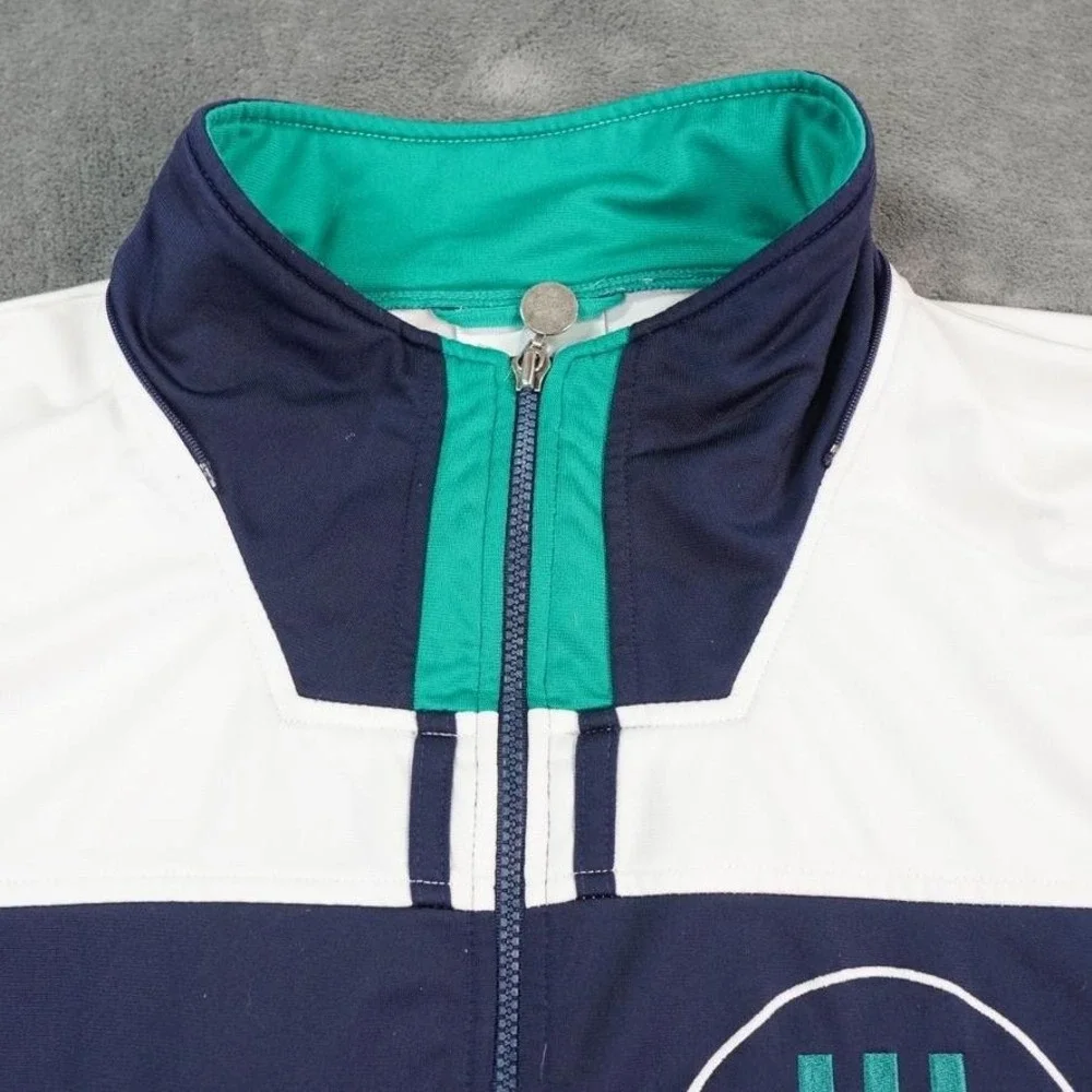 Vintage Adidas Jacket Mens Large Blue White Green Full Zip Sport Trefoil 90s‎